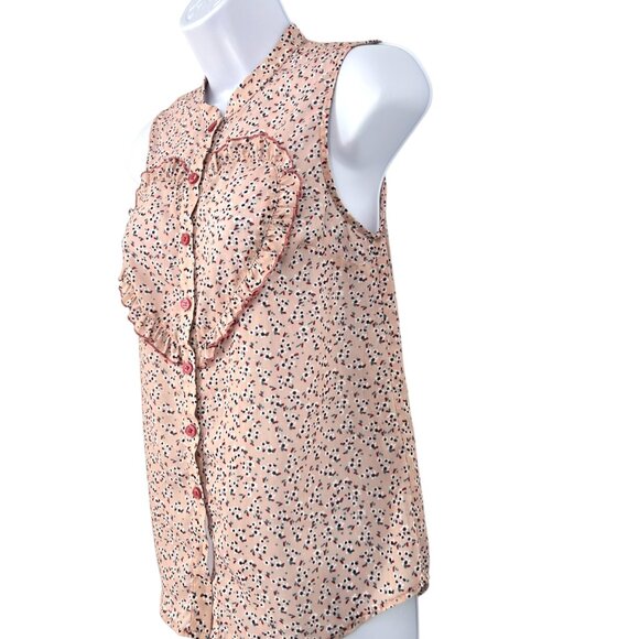 Modcloth Sweet and Smart sleeveless floral heart blouse blush pink Size XS - Picture 5 of 13